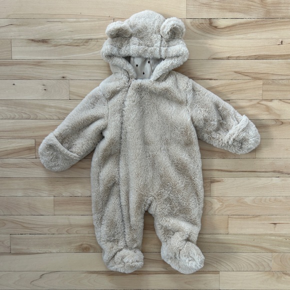 None Other - Soft Teddy Bear Baby Bunting Suit/Snow Suit 3–6 Months Faux Fur Neutral Like New